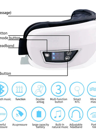 6D Smart Eye Massager Vibration Airbag Compress Eye Care Instrument Bluetooth Music Eye Massage Glasses Eye Relax Fatigue