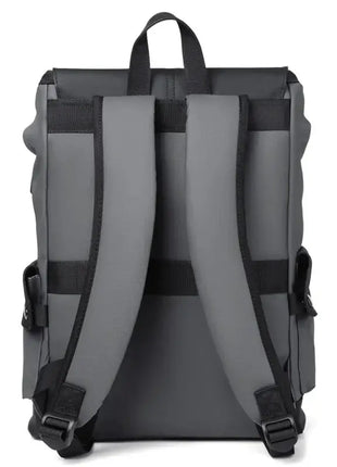 Waterproof PU Leather Laptop Backpack Computer Bag Grey