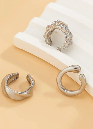3Pcs/set Metal Chunky No Piercing Clip Earrings Geometric Ear Cuff Earrings for Women Ladies Party Girls Y2K Jewelry 2024 Trendy