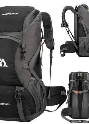 50L Waterproof Travel Backpack Rucksack Black