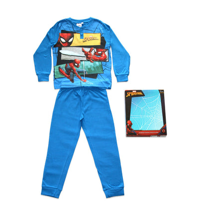 Long thin cotton children's pajamas - Spiderman - Jersey - medium blue - 122