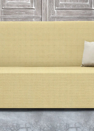 COVER Salvadivani OUTLET UNITO paglia overtræk på beige sofa med brune armlæn og to puder