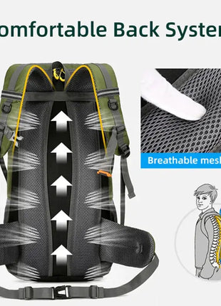 50L Waterproof Travel Backpack Rucksack Black