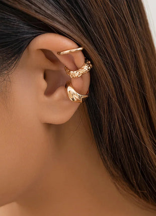 3Pcs/set Metal Chunky No Piercing Clip Earrings Geometric Ear Cuff Earrings for Women Ladies Party Girls Y2K Jewelry 2024 Trendy