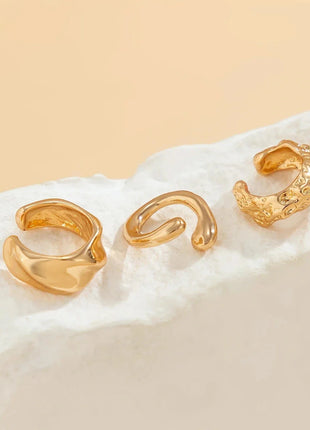 3Pcs/set Metal Chunky No Piercing Clip Earrings Geometric Ear Cuff Earrings for Women Ladies Party Girls Y2K Jewelry 2024 Trendy