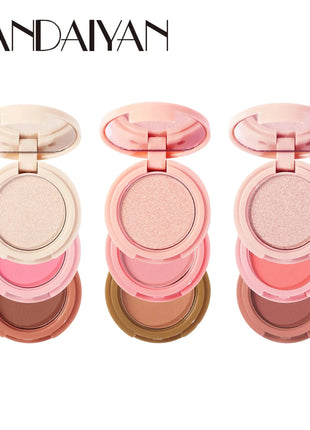 3 In 1 Matte Highlighter Contouring Blush Palette Pearly Shiny Eyeshadow Multifunctional Face Makeup Palette Female Cosmetic