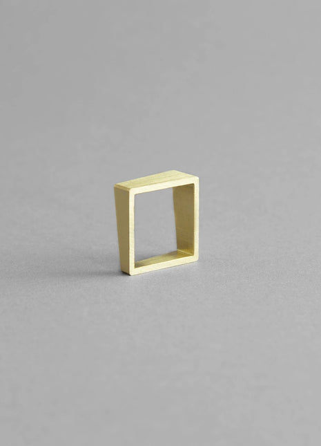 SQUARE BRASS RING | Geometric Adjustable Ring-1