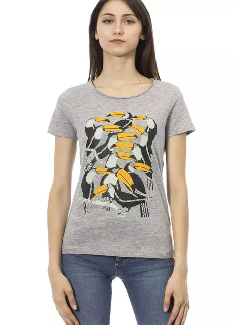 Trussardi Action Gray Cotton Women T-Shirt - xlchoice.com