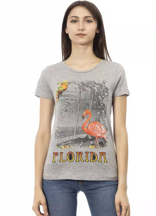 Trussardi Action Gray Cotton Women T-Shirt - xlchoice.com