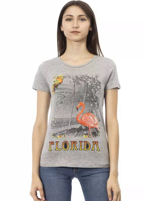 Trussardi Action Gray Cotton Women T-Shirt - xlchoice.com