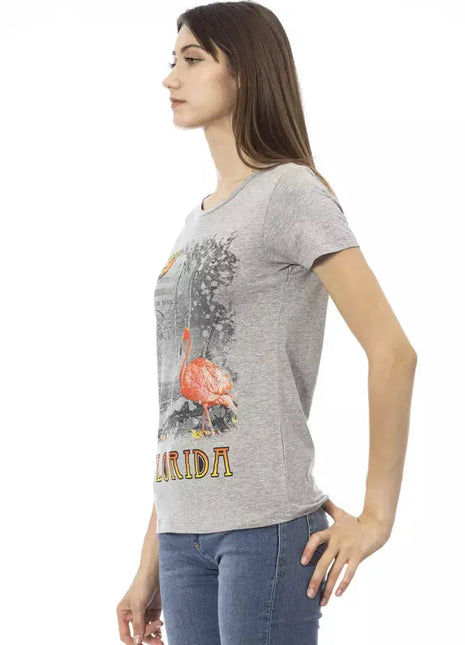 Trussardi Action Gray Cotton Women T-Shirt - xlchoice.com