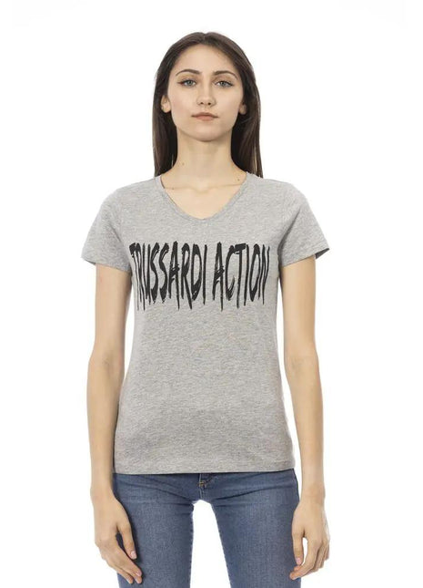 Trussardi Action Gray Cotton Women T-Shirt - xlchoice.com