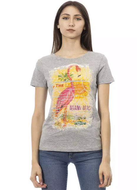 Trussardi Action Gray Cotton Women T-Shirt - xlchoice.com
