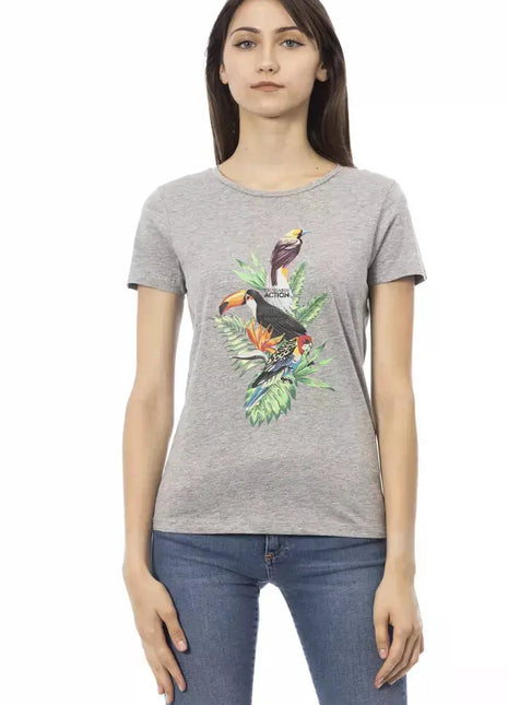 Trussardi Action Gray Cotton Women T-Shirt - xlchoice.com