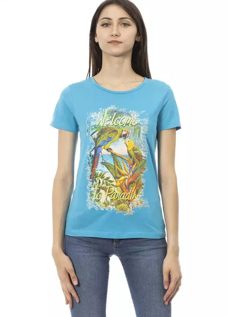 Trussardi Action Light Blue Cotton Women T-Shirt - xlchoice.com