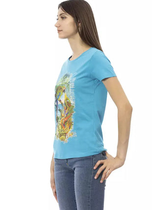 Trussardi Action Light Blue Cotton Women T-Shirt - xlchoice.com