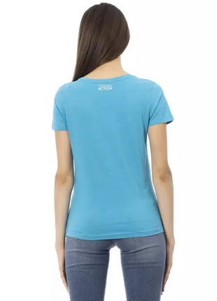Trussardi Action Light Blue Cotton Women T-Shirt - xlchoice.com