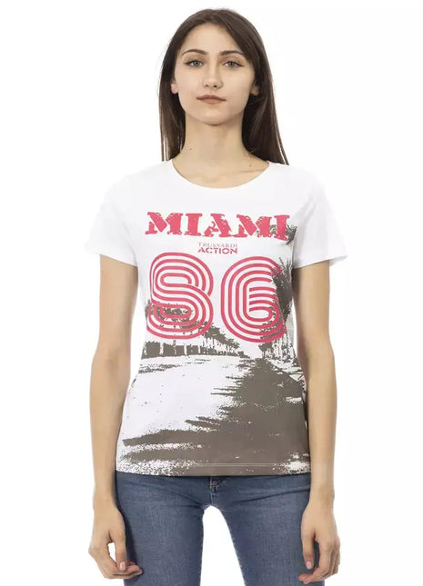Trussardi Action White Cotton Women T-Shirt - xlchoice.com