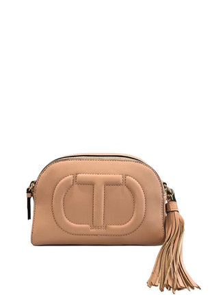 Twinset pink faux-leather crossbody bag with tassel accent