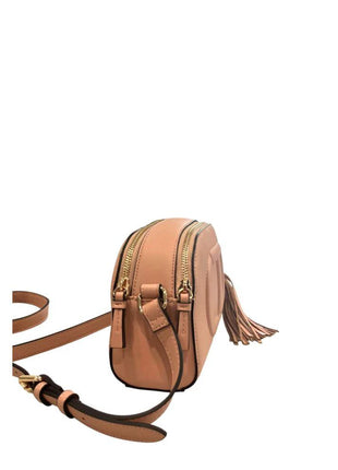 Twinset pink faux leather crossbody bag with tassel and gold hardware