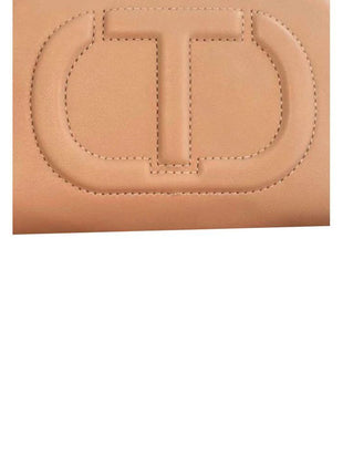 Twinset crossbody bag in pink faux leather with embossed logo