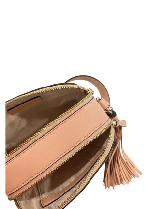 Twinset pink faux-leather crossbody bag with tassel fringe and gold hardware