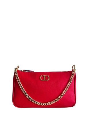 Twinset red PU women's crossbody bag with gold-tone chain strap