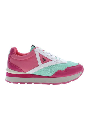 U.S. POLO ASSN. pink polyester women's sneaker with teal mesh and white accents