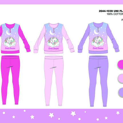 Winter thick cotton children's pajamas - flannel pajamas - Unicorn - light pink - 104