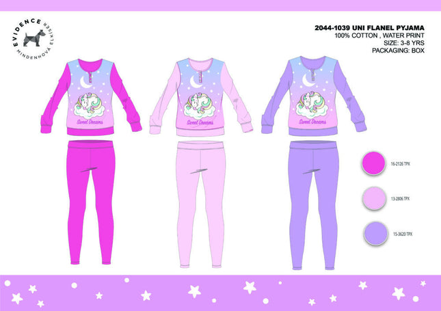 Winter thick cotton children's pajamas - flannel pajamas - Unicorn - light pink - 104