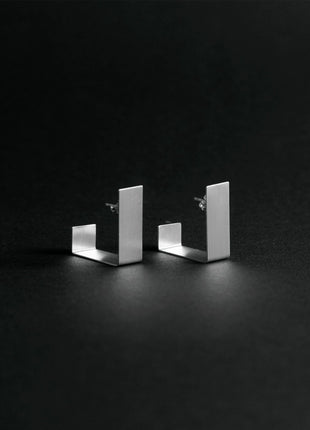 KVADRATISKE SØLV 925-ØRERINGE – HÅNDLAVET MINIMALISTISK DESIGN-0