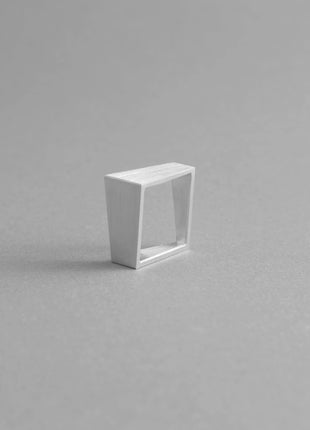 MK3 ASYMMETRISK RING i SORT + ALUMINIUM FIRKANTET RING | Minimalistisk håndlavet smykkesæt-3