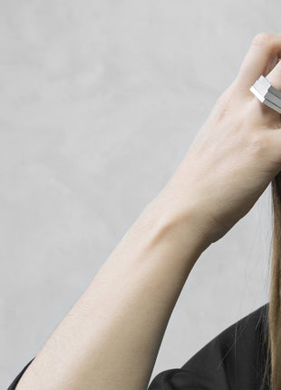 MODERNE MINIMALISTISKE FIRKANTEDE RINGE – Sæt med 3 | Håndlavet geometrisk smykke-0