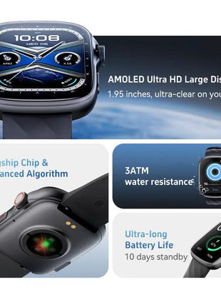 Smart Eco Drive Watch for Women, 1.95'' AMOLED Ultra-Clear Screen Activity Trackers with Heart Rate/Sleep/SpO2 Monitor, Smartwatch for iPhone/Samsung/Android - xlchoice.com