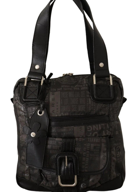 WAYFARER Black Printed Logo Shoulder Handbag Purse Bag - XLchoice