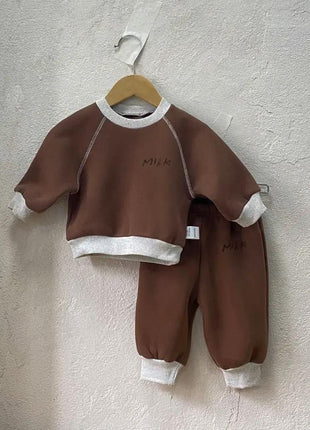 Winter and Spring Baby Kids Unisex Long Sleeves Letters Pattern Pullover and Pants Clothing Set - xlchoice.com