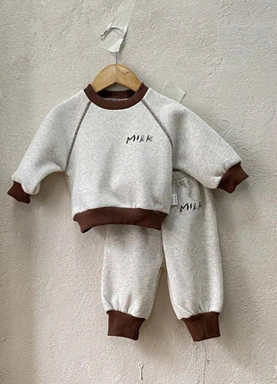 Winter and Spring Baby Kids Unisex Long Sleeves Letters Pattern Pullover and Pants Clothing Set - xlchoice.com