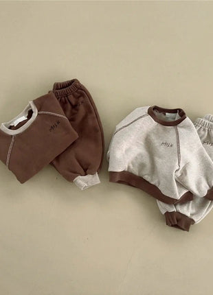 Winter and Spring Baby Kids Unisex Long Sleeves Letters Pattern Pullover and Pants Clothing Set - xlchoice.com