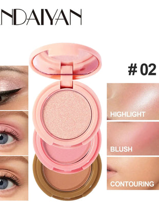 3 In 1 Matte Highlighter Contouring Blush Palette Pearly Shiny Eyeshadow Multifunctional Face Makeup Palette Female Cosmetic - xlchoice.com