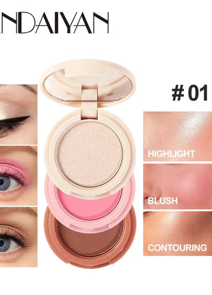 3 In 1 Matte Highlighter Contouring Blush Palette Pearly Shiny Eyeshadow Multifunctional Face Makeup Palette Female Cosmetic - xlchoice.com