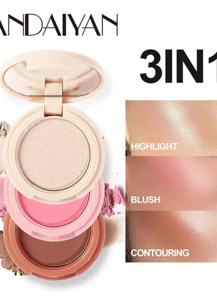 3 In 1 Matte Highlighter Contouring Blush Palette Pearly Shiny Eyeshadow Multifunctional Face Makeup Palette Female Cosmetic - xlchoice.com
