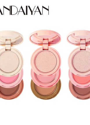 3 In 1 Matte Highlighter Contouring Blush Palette Pearly Shiny Eyeshadow Multifunctional Face Makeup Palette Female Cosmetic - xlchoice.com