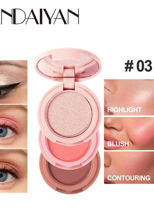 3 In 1 Matte Highlighter Contouring Blush Palette Pearly Shiny Eyeshadow Multifunctional Face Makeup Palette Female Cosmetic - xlchoice.com