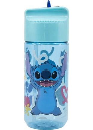 Water bottle with Straw for Kids STOR 75036 430 ml Stitch Palms (blue)