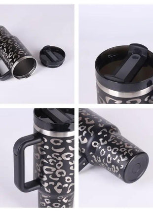 40 Oz Tumbler With Handle Straw Insulated, Stainless Steel Spill Proof Vacuum Coffee Cup Tumbler With Lid Tapered Mug Gifts For Valentine Lover Suitable For Car Gym Office Travel