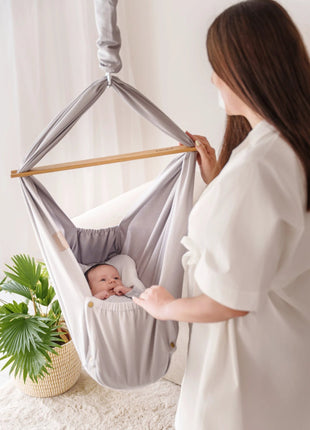 homba® baby závesná kolíska bavlnená svetlosivá - XLchoice.com