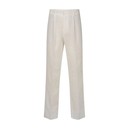 Linen White Pleated Pants